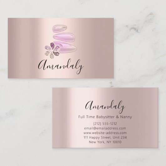 Wellness Spa Massage Therapy Pink Rose Visitekaartje (Voorkant / Achterkant)