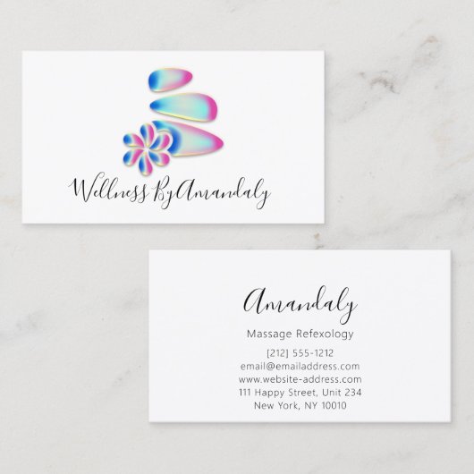 Wellness Spa Massage Therapy Reflexology Holograph Visitekaartje (Voorkant / Achterkant)
