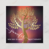 Wellness SPA QR Gold Tree of Live Couch Therapist Vierkante Visitekaartje (Voorkant)