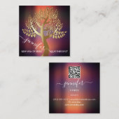 Wellness SPA QR Gold Tree of Live Couch Therapist Vierkante Visitekaartje (Voorkant / Achterkant)