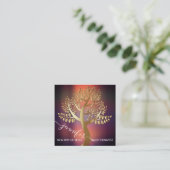 Wellness SPA QR Gold Tree of Live Couch Therapist Vierkante Visitekaartje (Staand voorkant)