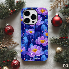 Wellness Style Lotus Blossom - Deep Blue & Paarse Case-Mate iPhone 14 Pro Hoesje