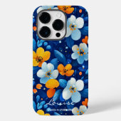 Wellness Vibrant Floral Elegance Blauw & Oranje Case-Mate iPhone Case (Achterkant)