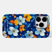 Wellness Vibrant Floral Elegance Blauw & Oranje Case-Mate iPhone Case (Achterkant (horizontaal))