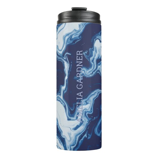 Wellness Waters Thermos - Matte Night Blue Name Thermosbeker (Voorkant)