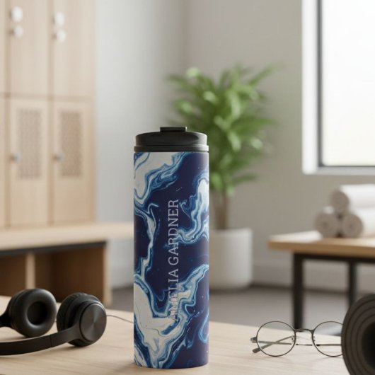 Wellness Waters Thermos - Matte Night Blue Name Thermosbeker