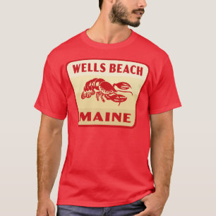 Wells Beach Maine Retro Badge Tan T-shirt