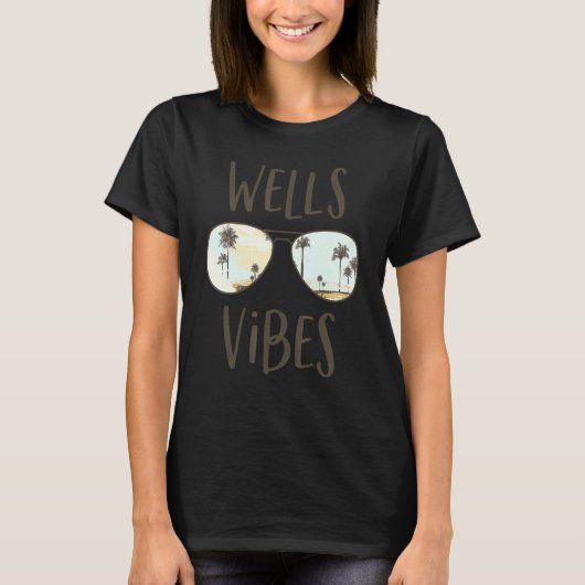 Wells Beach Vibes Maine Ocean Sunset Sunglasses T-shirt (Voorkant)