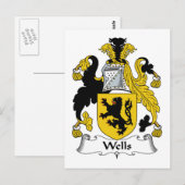 Wells Family Crest Briefkaart (Voorkant / Achterkant)