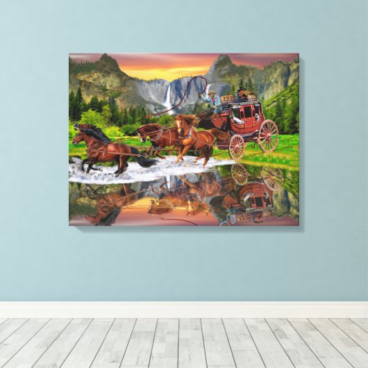 WELLS FARGO STAGECOACH CANVAS AFDRUK (Insitu (Houten vloer))