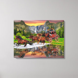 WELLS FARGO STAGECOACH CANVAS AFDRUK