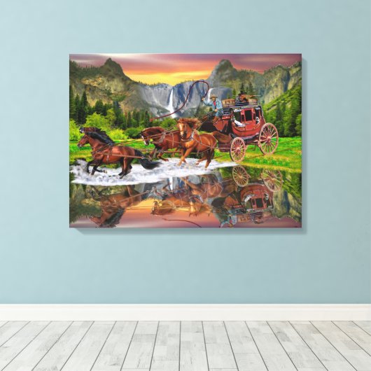 WELLS FARGO STAGECOACH CANVAS AFDRUK (Insitu (Houten vloer))