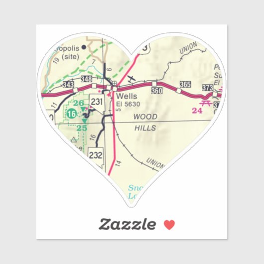 Wells Nevada  Map Sticker (Vel)