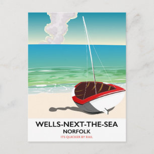 Wells-next-the-Sea Norfolk strand reisposter Briefkaart