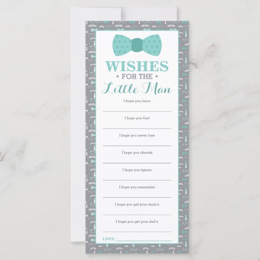 Welnu, wil Kaart, Baby shower, klein Man, 25 stuks (Voorkant)