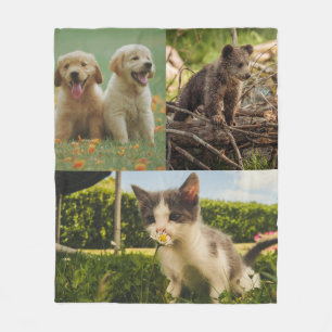 Welpen-, beren- en katje-natuur fleece deken