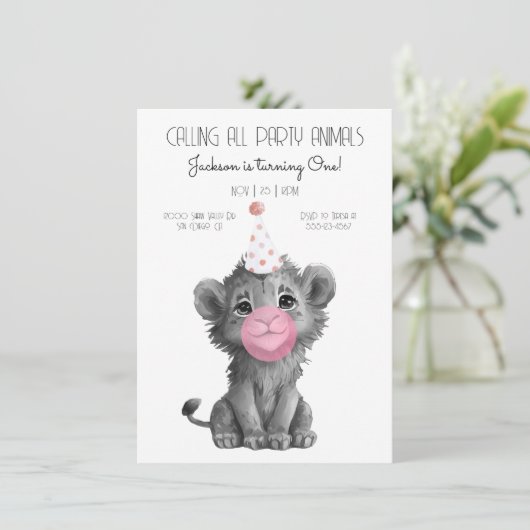 Welpen van een leeuw zwart en wit Verjaardag Kaart (Staand voorkant)