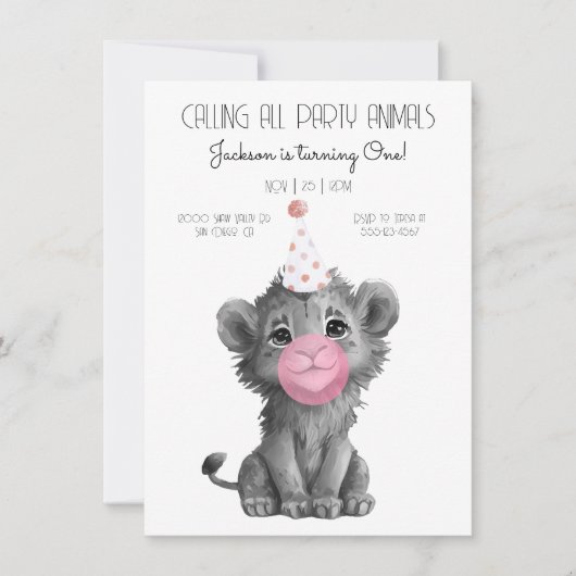 Welpen van een leeuw zwart en wit Verjaardag Kaart (Voorkant)