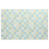 Wels faux patchwork blauw geel geruit stof (Yard (91,4 cm))