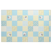 Wels faux patchwork blauw geel geruit stof (Fat Quarter)