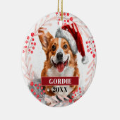 Welse Corgi-hond in Kerstman-muts Kerstornament Keramisch Ornament (Rechts)