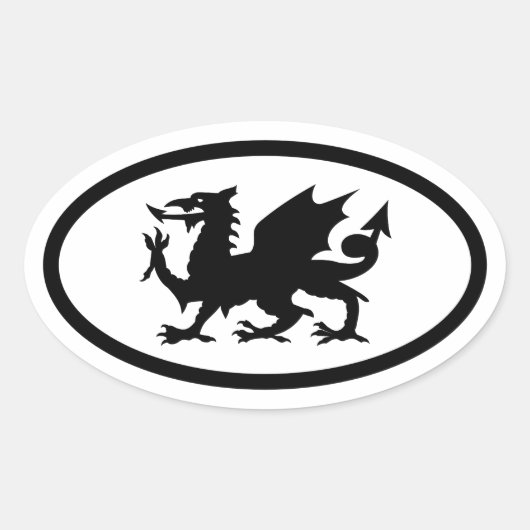 Welse Draak Ovale Sticker (Voorkant)