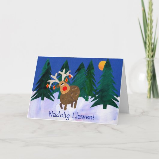Welse Groet, Rendier, de Kerstkaart van de Pret Feestdagen Kaart (Voorkant)