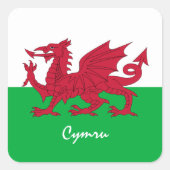 Welse vlag, embleem & Wales vakantie / sport Vierkante Sticker (Voorkant)