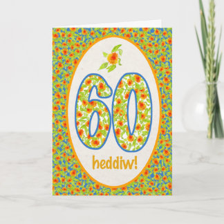 Welsh 60th Birthday Kaart, Oranje Pot Marigolds Kaart