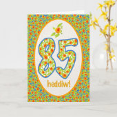 Welsh 85th Birthday Kaart, Oranje Pot Marigolds Kaart (Gele Bloem)