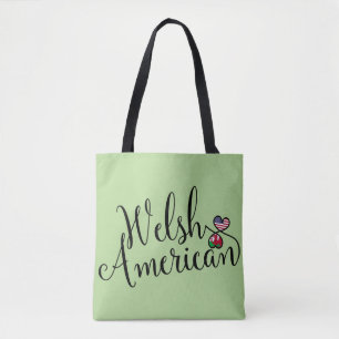 Welsh American Entwined Hearts Grocery Bag Tote Bag