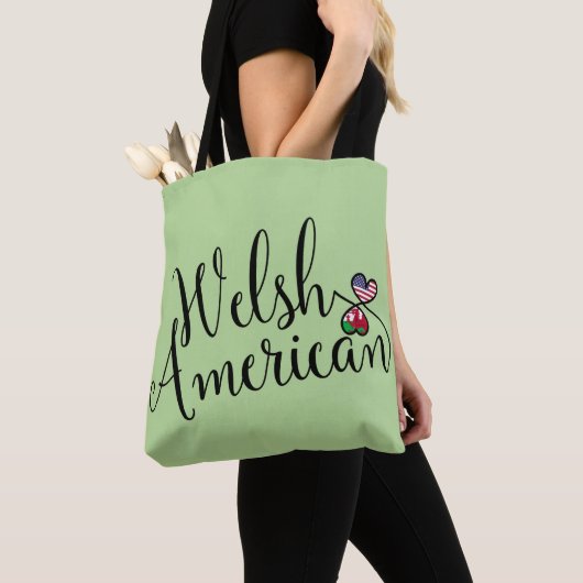 Welsh American Entwined Hearts Grocery Bag Tote Bag (Dichtbij)