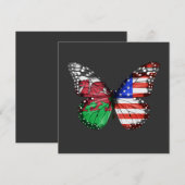 Welsh American Flag Butterfly Kaart (Voorkant / Achterkant)