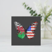 Welsh American Flag Butterfly Kaart (Staand voorkant)