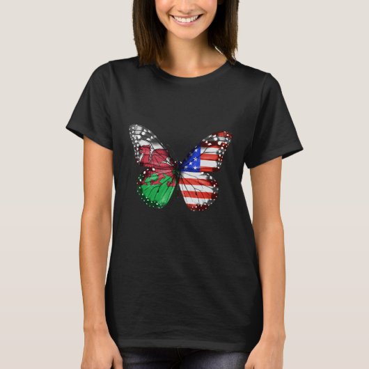 Welsh American Flag Butterfly T-shirt (Voorkant)