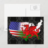 Welsh American Flags Map Briefkaart (Voorkant / Achterkant)