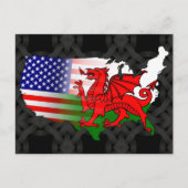 Welsh American Flags Map Briefkaart (Voorkant)