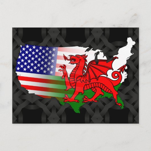 Welsh American Flags Map Briefkaart (Voorkant)