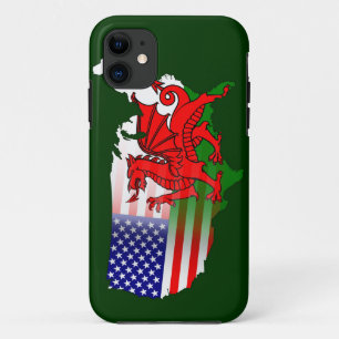 Welsh American Flags Map iPhone 5 Hoesje