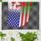 Welsh American Flags Map Tea Towel Theedoek (Gevouwen)