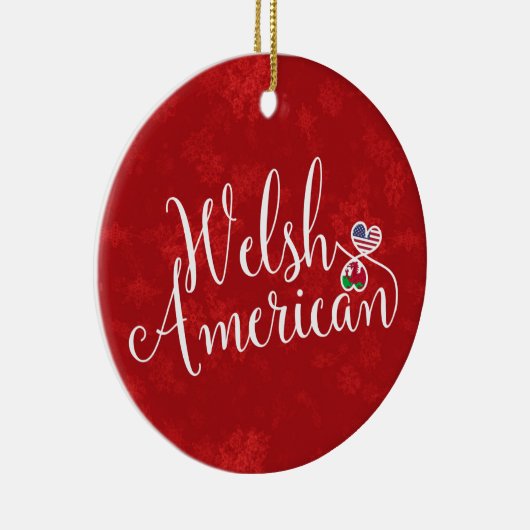 Welsh American Hearts kerstboomversiering Keramisch Ornament (Rechts)