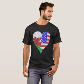 Welsh Amerikaanse vlag hart T-shirt (Voorkant volledig)