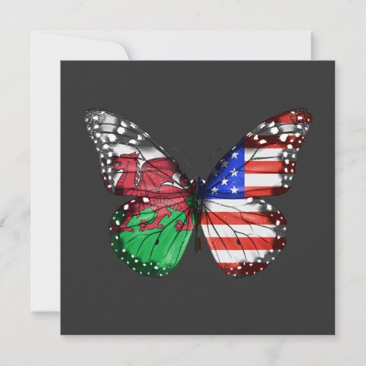 Welsh-Amerikaanse Vlag Vlinder Kaart (Voorkant)