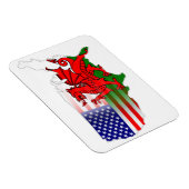 Welsh Amerikaanse vlaggen kaart Flexi magneet (Rechterzijde)
