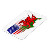 Welsh Amerikaanse vlaggen kaart Flexi magneet (Linkerzijde)