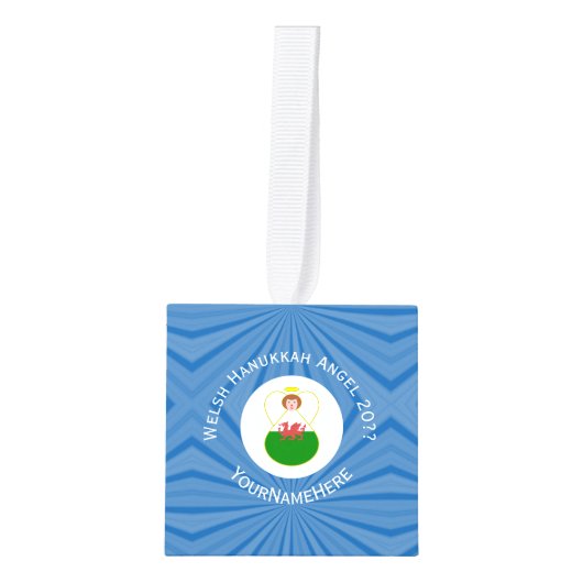 Welsh Angel Chanoeka Vlag gepersonaliseerd Decoratie (Voorkant)