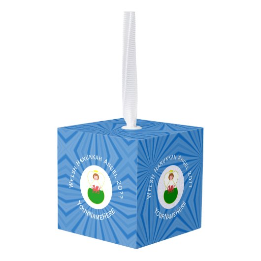 Welsh Angel Chanoeka Vlag gepersonaliseerd Decoratie (Achter hoekig)