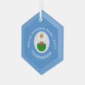 Welsh Angel Chanoeka Vlag gepersonaliseerd Glas Ornament (Voorkant links)