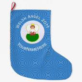 Welsh Angel Chanoeka Vlag gepersonaliseerd Grote Kerstsok (Voorkant)