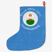 Welsh Angel Chanoeka Vlag gepersonaliseerd Grote Kerstsok (Achterkant)